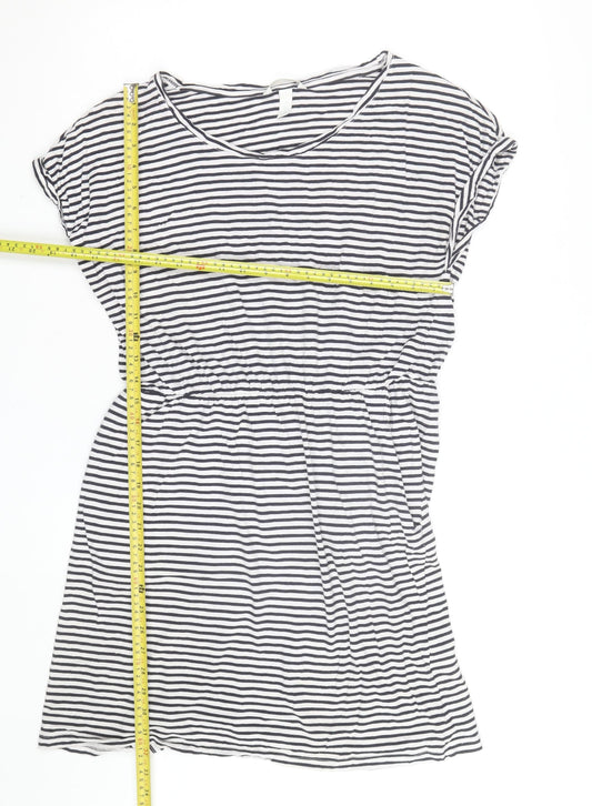 H&M Women’s Black White Striped T-Shirt Dress Size L