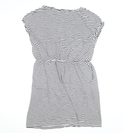 H&M Women’s Black White Striped T-Shirt Dress Size L