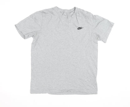 Nike Women's Grey Cotton Crew Neck Short Sleeve T-Shirt M