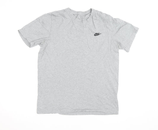Nike Women's Grey Cotton Crew Neck Short Sleeve T-Shirt M
