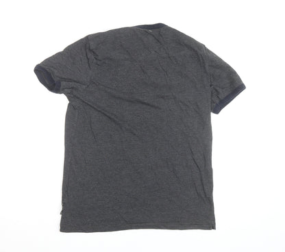 French Connection Men's Grey Crew Neck Cotton T-Shirt Medium