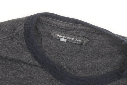 French Connection Men's Grey Crew Neck Cotton T-Shirt Medium