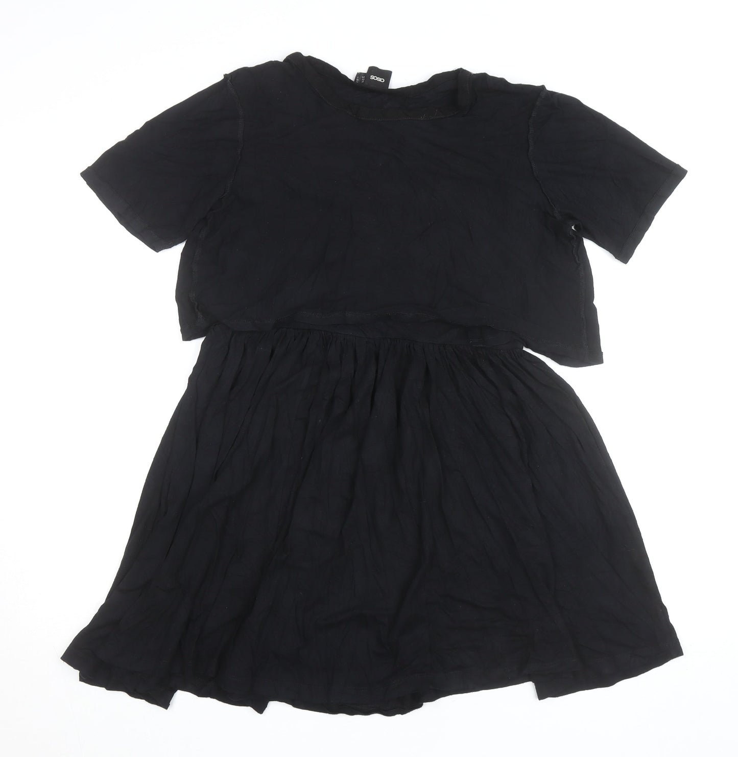 ASOS Women's Black Short Sleeve Skater Dress Size 10