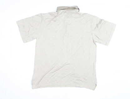 Daniel Cremieux Men's Beige Geometric Cotton Polo Shirt M
