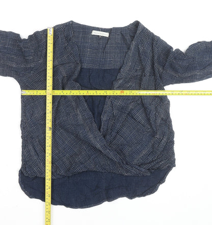 Maison de Nimes Women's Blue Wrap Blouse Size 8 Viscose Long Sleeve