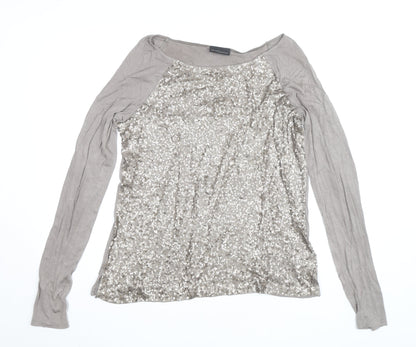 The White Company Women’s Beige Sequin Long Sleeve Top XL