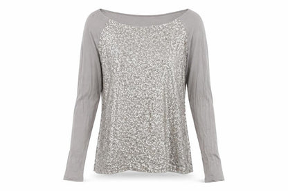 The White Company Women’s Beige Sequin Long Sleeve Top XL