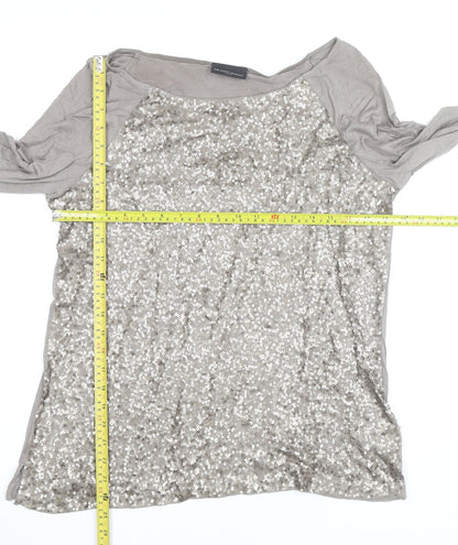 The White Company Women’s Beige Sequin Long Sleeve Top XL