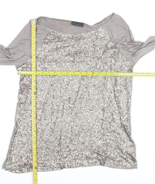 The White Company Women’s Beige Sequin Long Sleeve Top XL