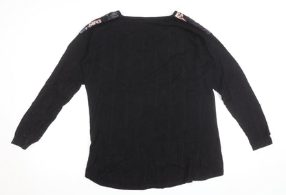 Warehouse Women’s Black Floral Chiffon Tunic Blouse UK 10