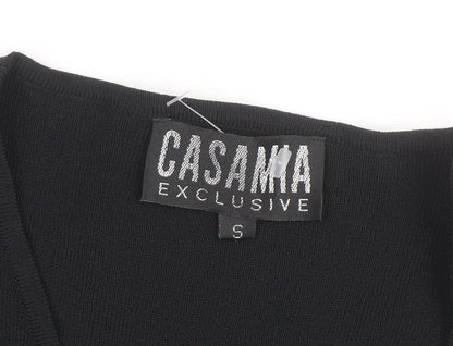 Casamia Exclusive Women's Black Floral Embroidered V-Neck Cardigan Size S
