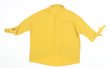 New Look Womens Yellow Collared Button-Up Shirt Size 10 Relaxed Fit