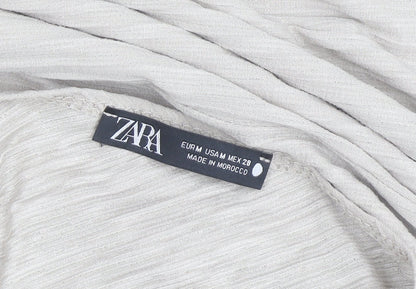 Zara Women Beige Midi V-Neck Wrap Dress Size 12