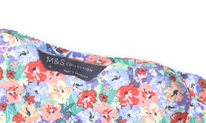 Marks and Spencer Womens Multicoloured Floral V-Neck Tunic Blouse Size 14