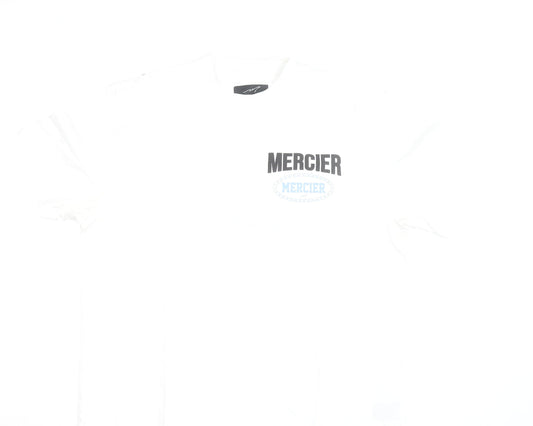 Mercier Men's White Logo Graphic Short Sleeve T-Shirt Size M