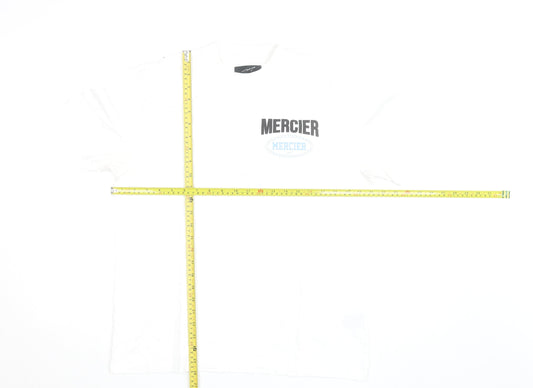 Mercier Men's White Logo Graphic Short Sleeve T-Shirt Size M