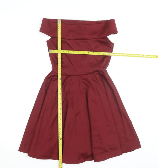 Boohoo Women's Red Off Shoulder Fit & Flare Dress Size 6