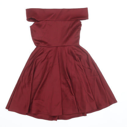 Boohoo Women's Red Off Shoulder Fit & Flare Dress Size 6