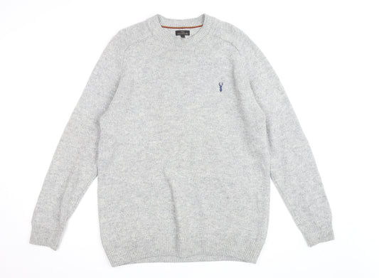 Next Signature Men's Grey Lambswool Crew Neck Jumper Size L