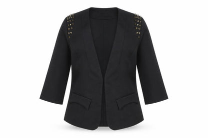AD LIB Women's Black Studded 3/4 Sleeve Blazer Size 8