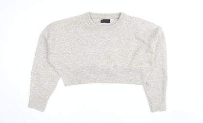 ASOS Design Women Beige Wool Blend Crew Neck Jumper Size M