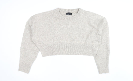 ASOS Design Women Beige Wool Blend Crew Neck Jumper Size M