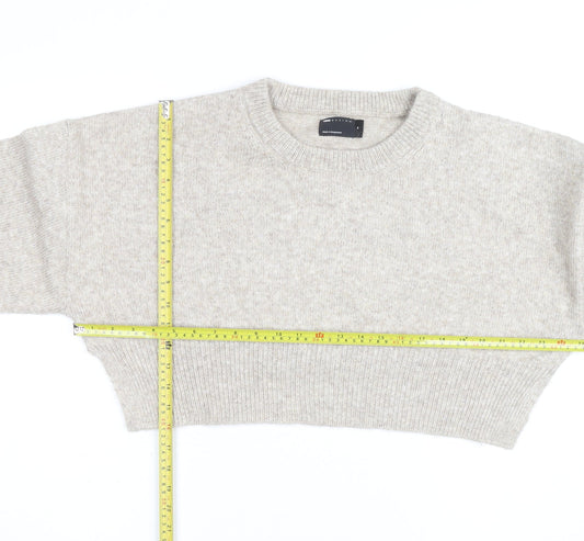 ASOS Design Women Beige Wool Blend Crew Neck Jumper Size M