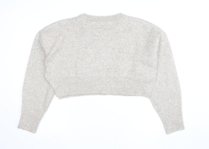 ASOS Design Women Beige Wool Blend Crew Neck Jumper Size M