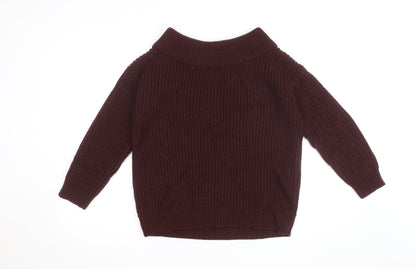New Look Women’s Burgundy Roll Neck Chunky Knit Jumper Size S
