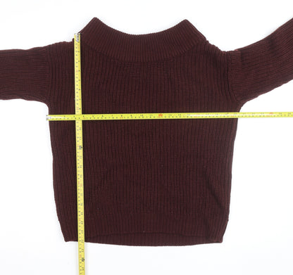 New Look Women’s Burgundy Roll Neck Chunky Knit Jumper Size S