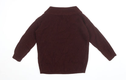 New Look Women’s Burgundy Roll Neck Chunky Knit Jumper Size S