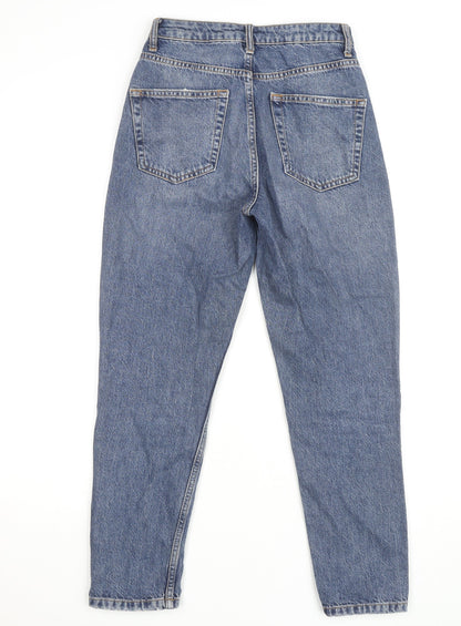 Topshop Women’s Blue Mom Jeans W25 L30 Denim High Rise 100% Cotton