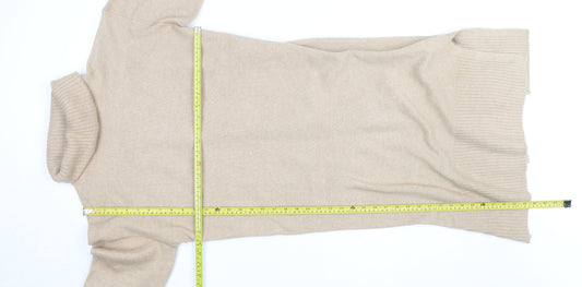 New Look Women Beige Roll Neck Long Sleeve Tunic Jumper Size M