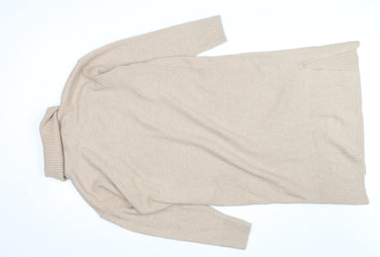 New Look Women Beige Roll Neck Long Sleeve Tunic Jumper Size M