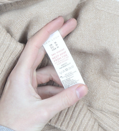 New Look Women Beige Roll Neck Long Sleeve Tunic Jumper Size M