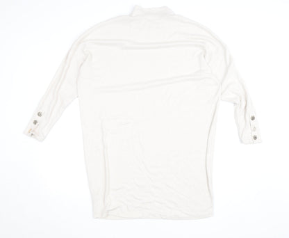Apricot Women Ivory Mock Neck Long Sleeve Tunic Jumper Size 12