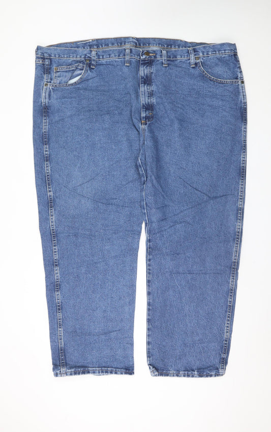 Wrangler Men's Blue Straight Denim Jeans 52x30 Relaxed Fit