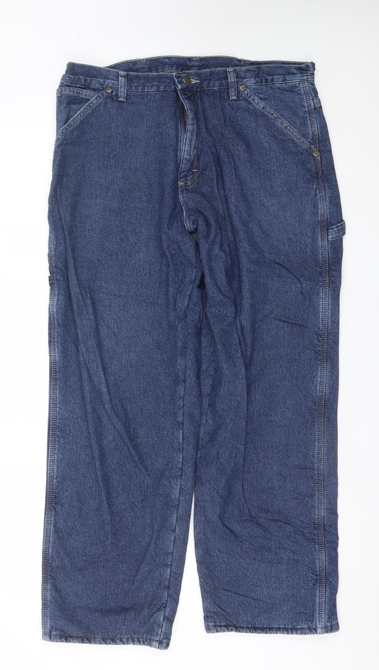 Wrangler Men's Blue 34x30 Regular Fit Straight Denim Jeans