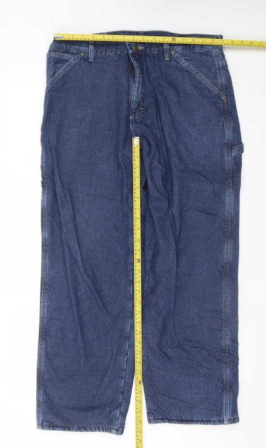 Wrangler Men's Blue 34x30 Regular Fit Straight Denim Jeans