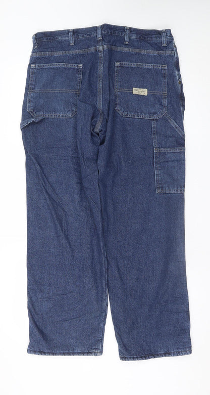 Wrangler Men's Blue 34x30 Regular Fit Straight Denim Jeans