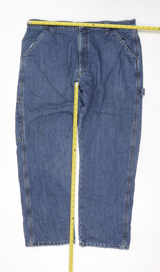 Wrangler Men's Blue 38x32 Relaxed Straight Denim Jeans