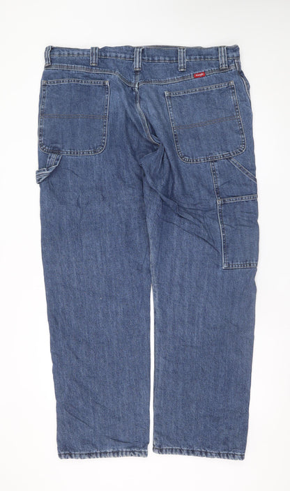Wrangler Men's Blue 38x32 Relaxed Straight Denim Jeans