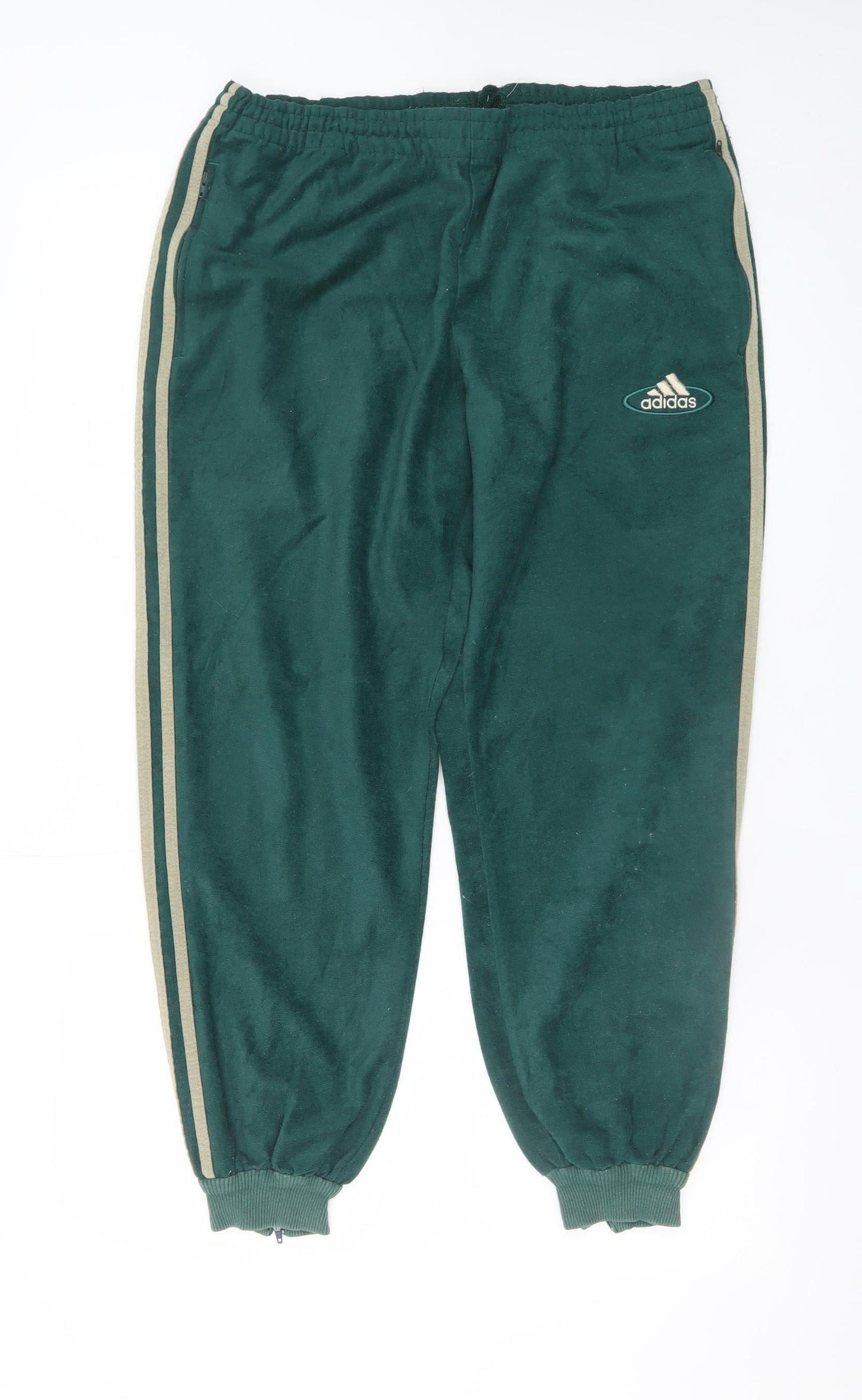 Adidas Women Green Jogger Sweatpants Size S Elastic Waist Zip Ankle