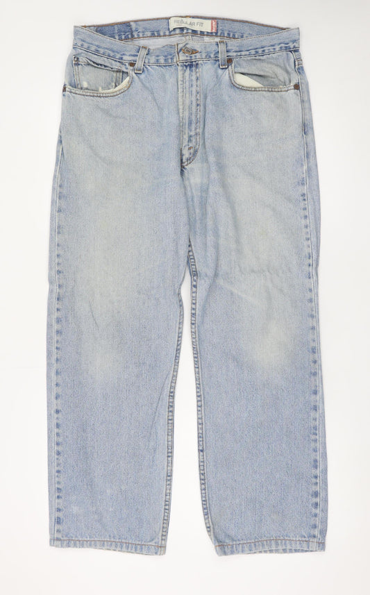 Levi’s 505 Regular Fit Light Blue Denim Jeans Men W36 L32