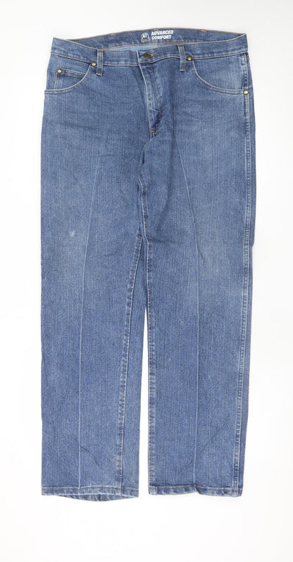 Wrangler Men's Blue Straight Leg Comfort Fit Jeans 35W 30L