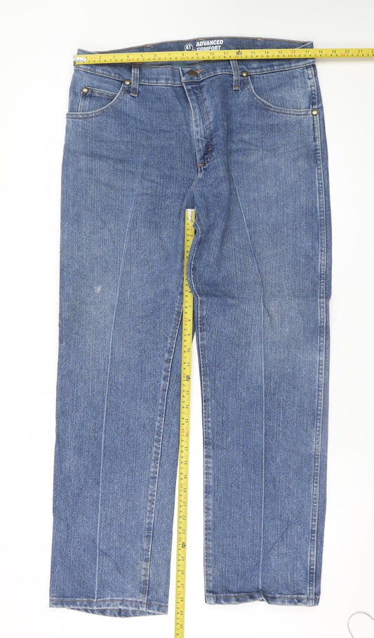 Wrangler Men's Blue Straight Leg Comfort Fit Jeans 35W 30L