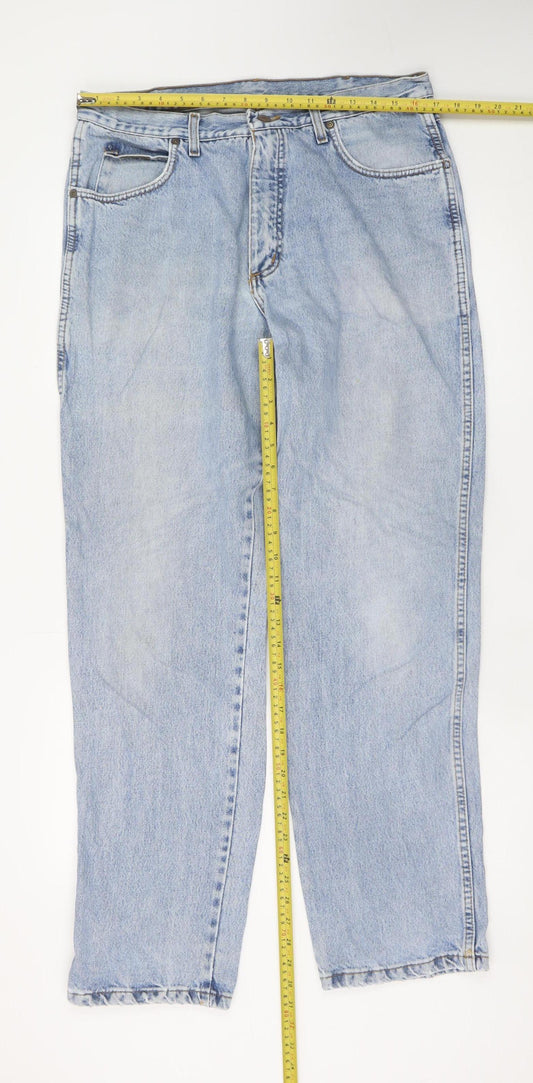 Wrangler Men's Blue Light Wash Straight Jeans 36x32 Classic Denim