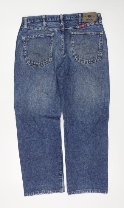 Wrangler Men's Blue Regular Fit 34x30 Straight Denim Jeans