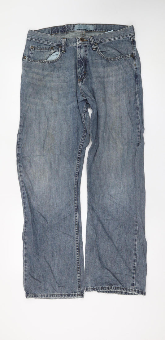 Wrangler Originals Men's Blue Bootcut Jeans 33W x 30L Relaxed Fit Denim