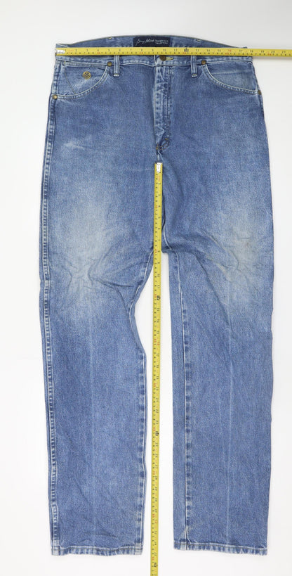 Wrangler Men's Blue Straight Leg Denim Jeans 36W 34L Regular Fit
